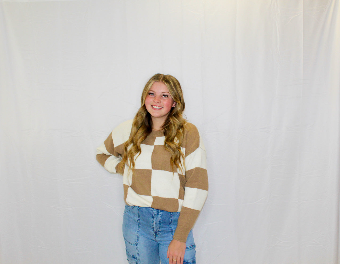 Mocha Checkered Sweater