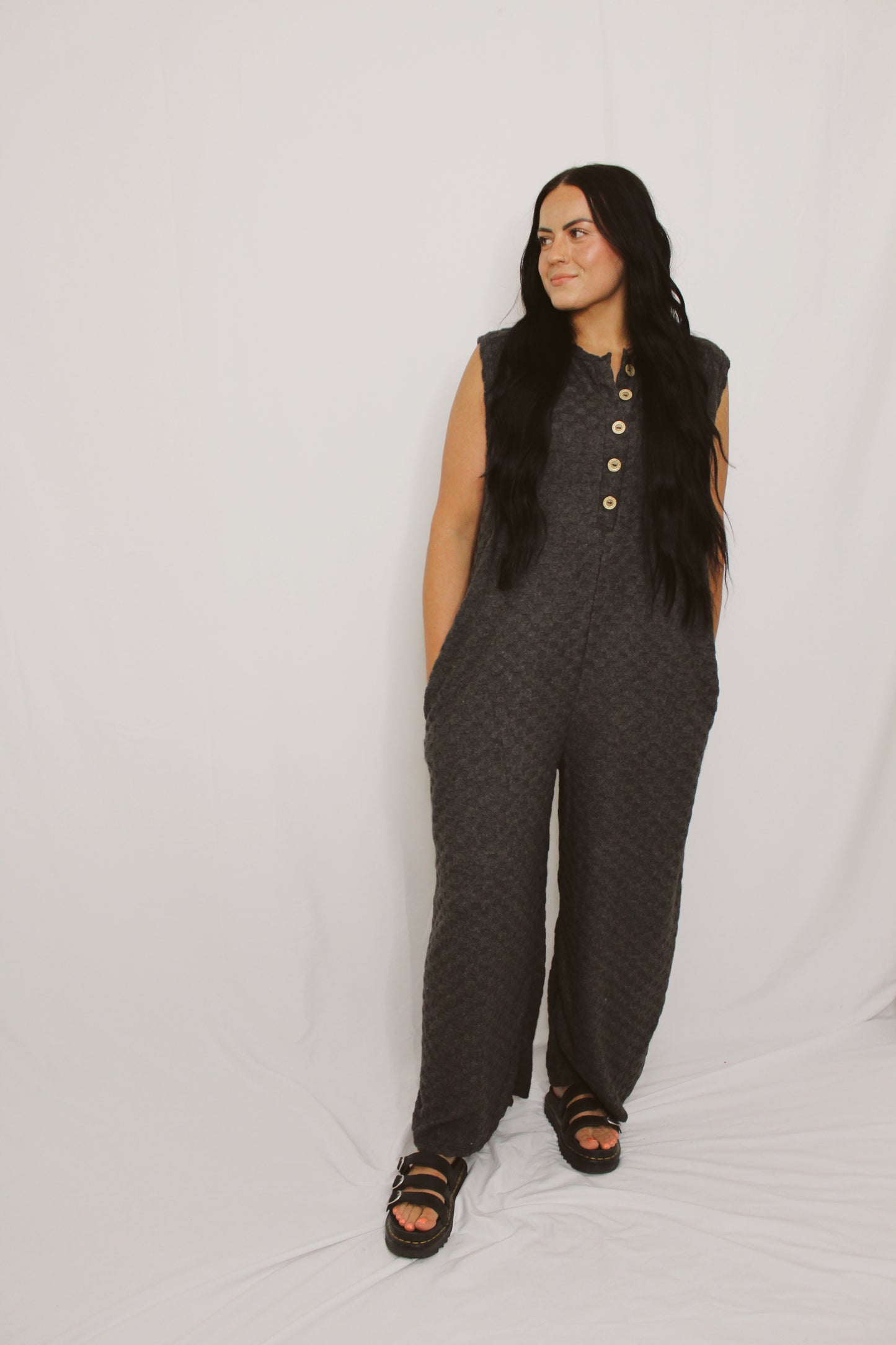 Belle Brushed Checkered Jumpsuit