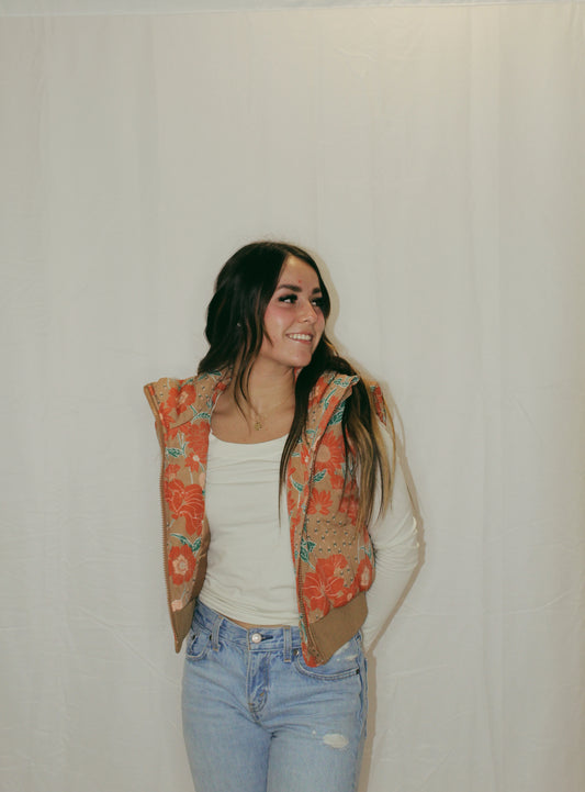 Floral Puffer Vest