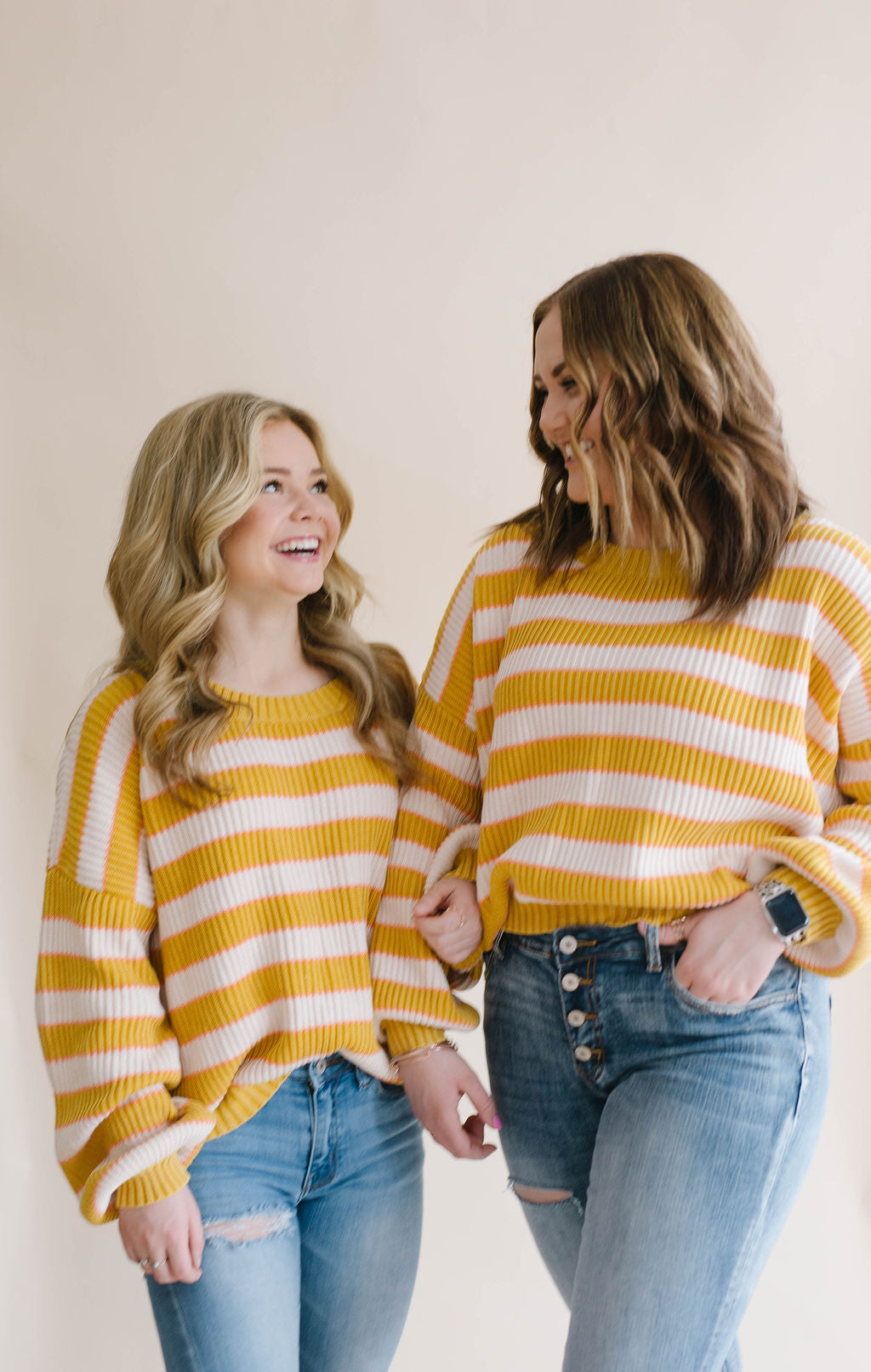 Mustard & Cream Striped Sweater