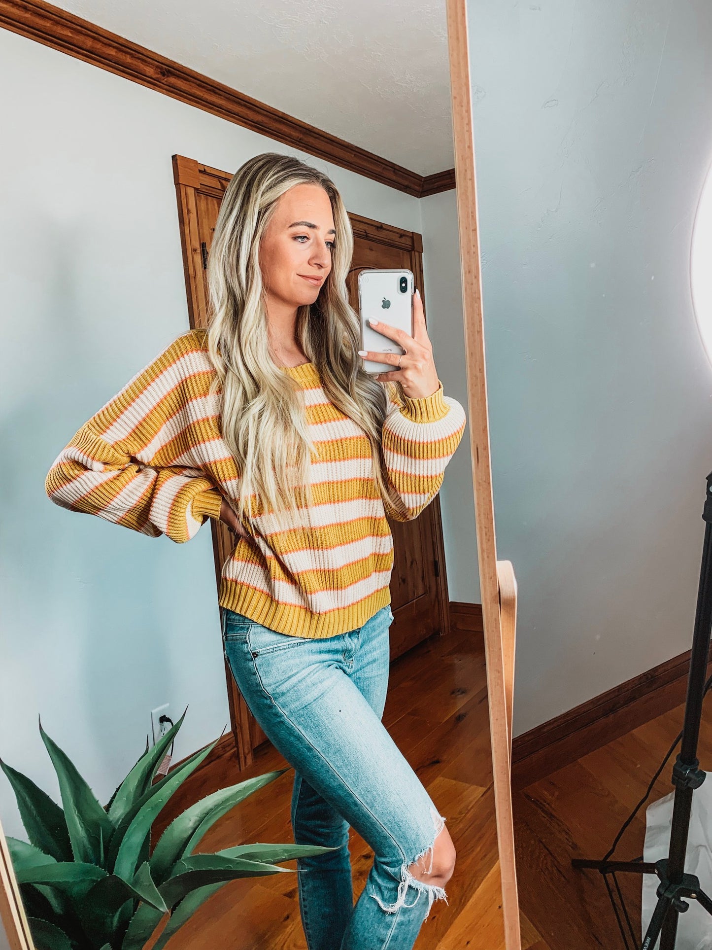 Mustard & Cream Striped Sweater