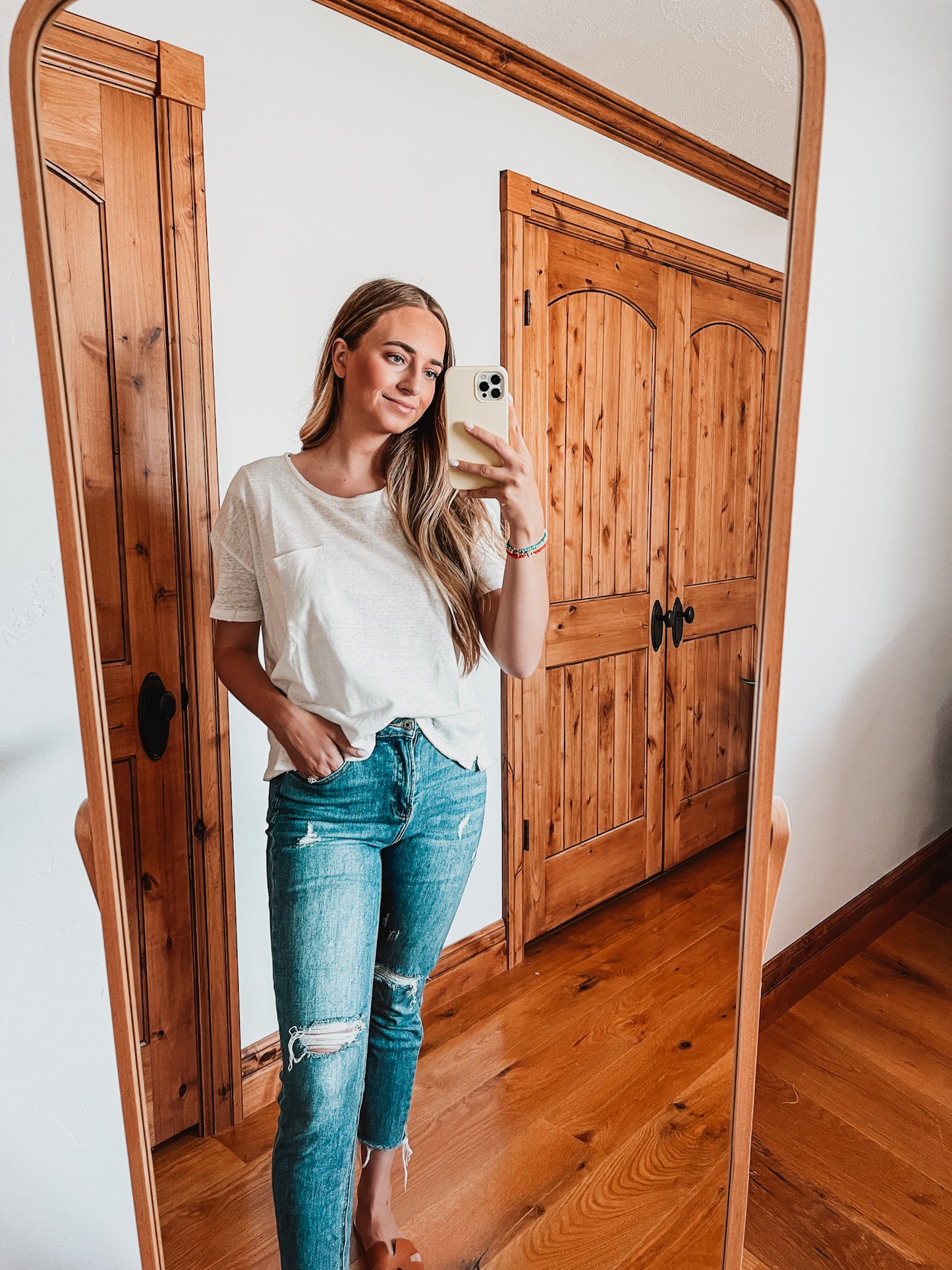 Cream Crop Pocket Tee