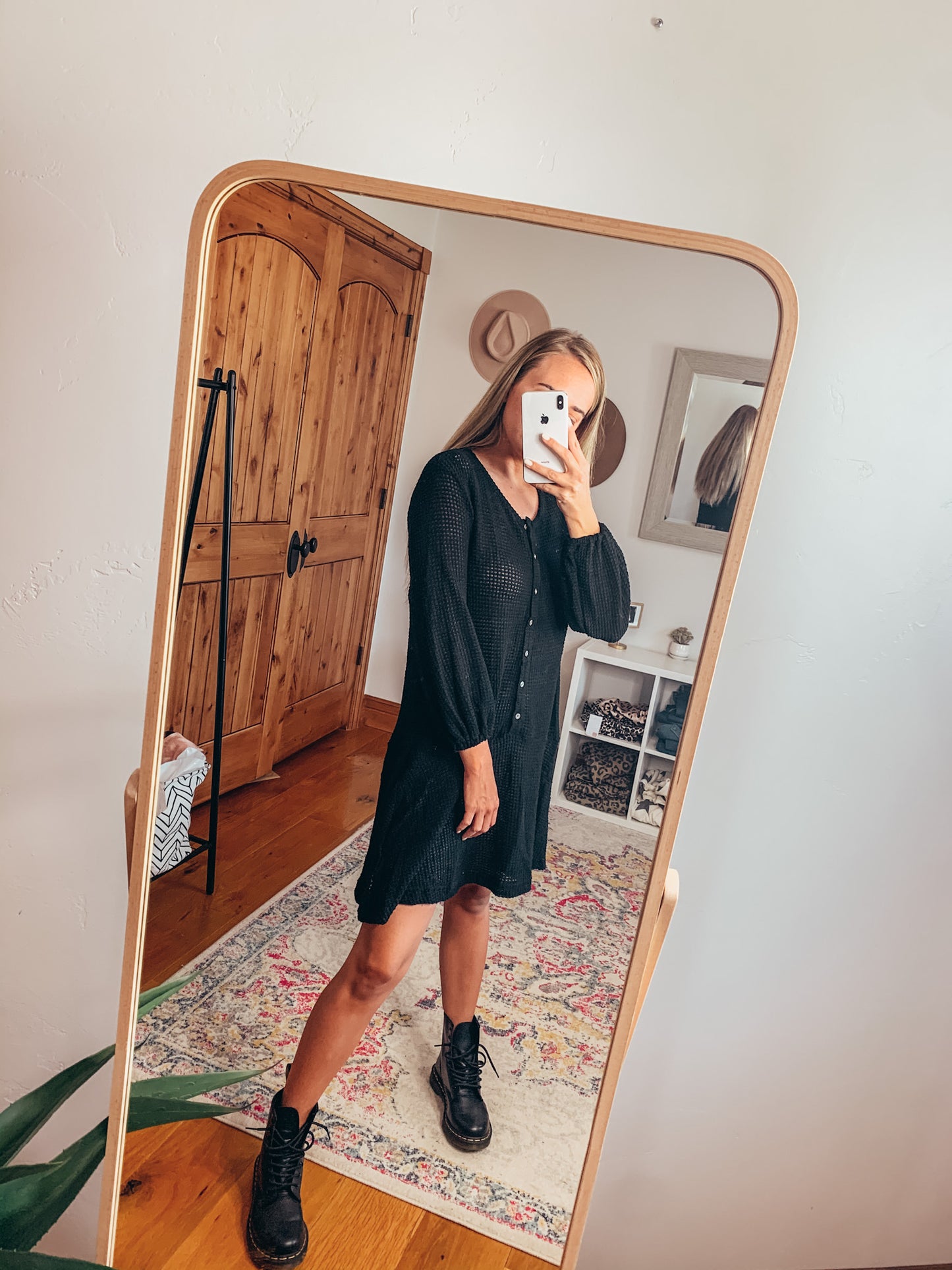 Henley Waffle Knit Dress