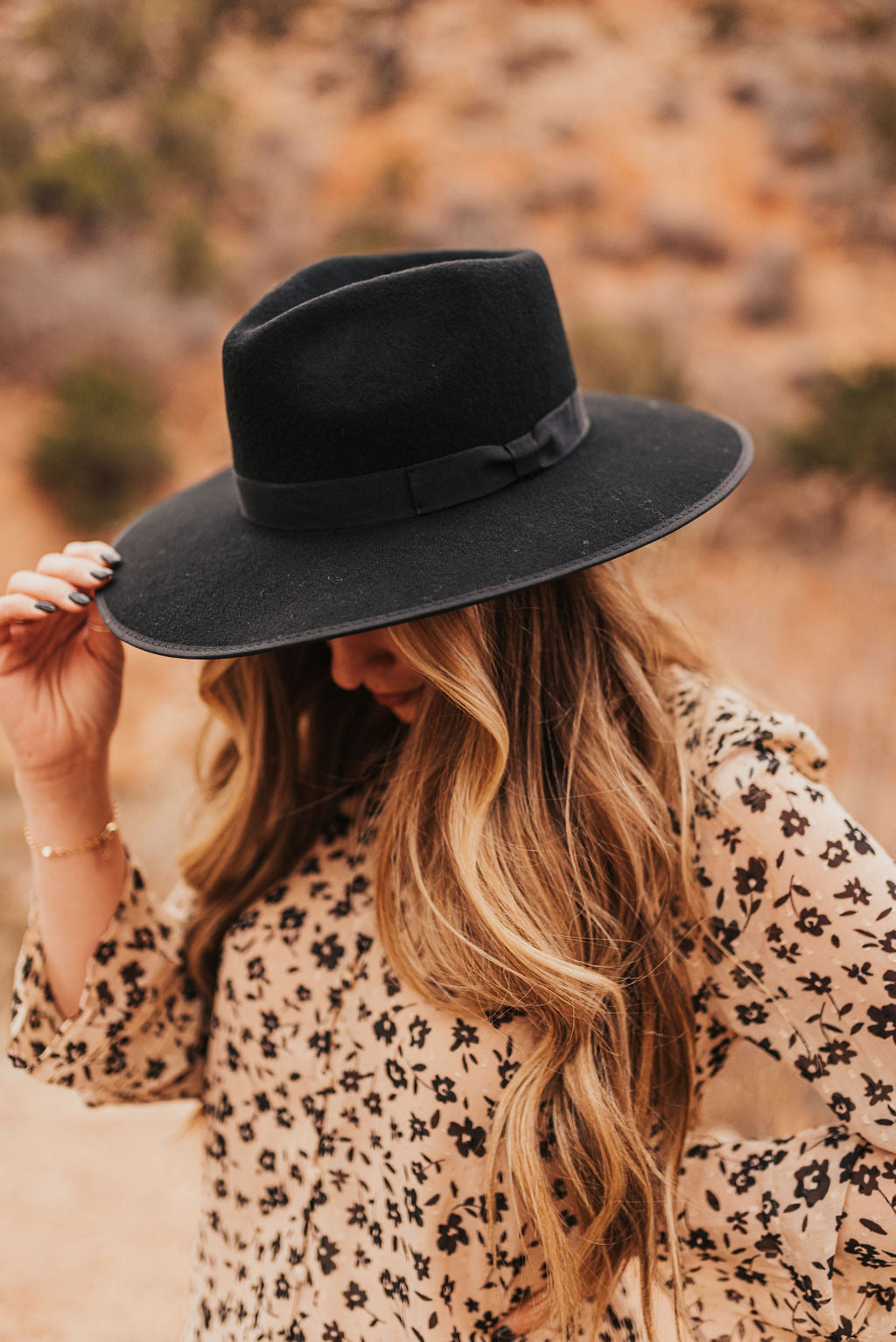 Black Flat Brim Hat